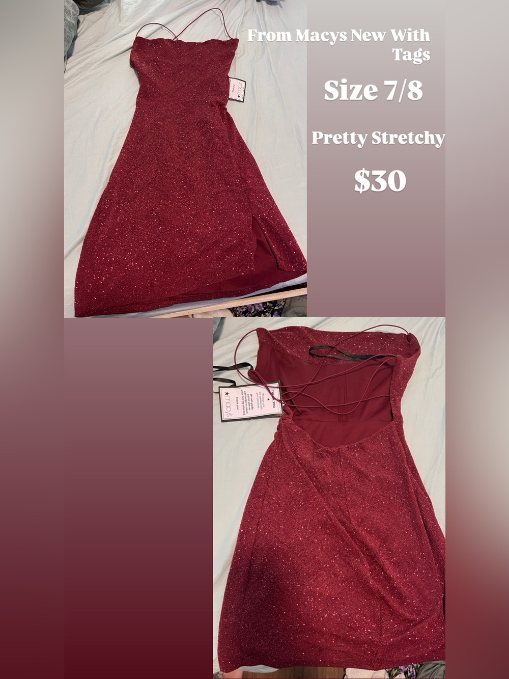 Macy's Sparkle Mini Slip Dress - Wine